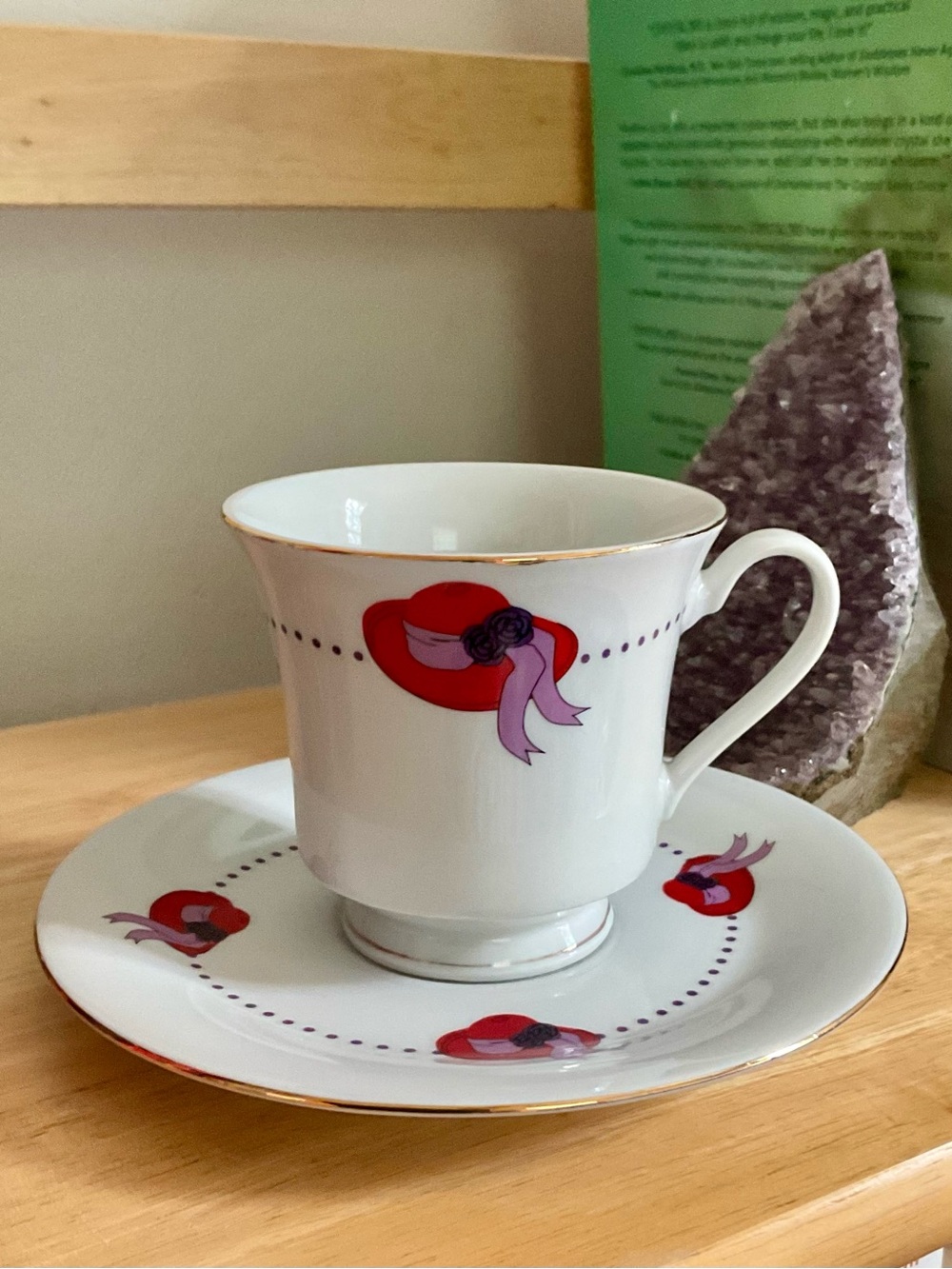 DARICE Red Hat Society Teacup & Saucer Set
